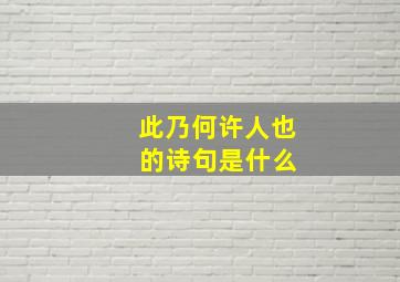 此乃何许人也 的诗句是什么